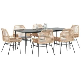 Juego de comedor de jardín 7 pzas con cojines ratán PE marrón von , Gartensets - Ref: Foro24-3334476, Preis: 571,83 €, Rabatt: %