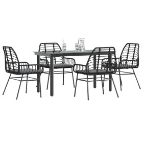 Juego de comedor jardín 5 piezas cojines ratán sintético negro von , Gartensets - Ref: Foro24-3334550, Preis: 369,93 €, Rabat...