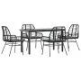 Juego de comedor jardín 5 piezas cojines ratán sintético negro de , Conjuntos de jardín - Ref: Foro24-3334550, Precio: 368,89...