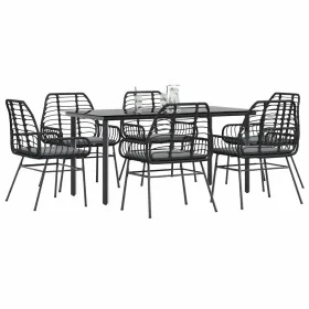 Set de comedor de jardín 7 piezas cojines ratán sintético negro by , Garden sets - Ref: Foro24-3334552, Price: 493,39 €, Disc...