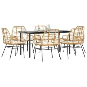 Juego de comedor de jardín 7 pzas con cojines ratán PE marrón by , Garden sets - Ref: Foro24-3334559, Price: 491,51 €, Discou...