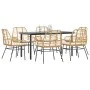 Juego de comedor de jardín 7 pzas con cojines ratán PE marrón by , Garden sets - Ref: Foro24-3334559, Price: 482,66 €, Discou...