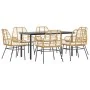 Juego de comedor de jardín 7 pzas con cojines ratán PE marrón by , Garden sets - Ref: Foro24-3334559, Price: 482,66 €, Discou...