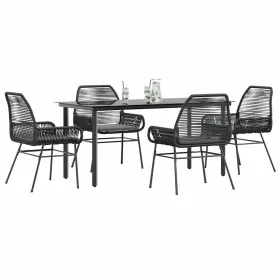 Juego de comedor jardín 5 piezas cojines ratán sintético negro von , Gartensets - Ref: Foro24-3334565, Preis: 386,23 €, Rabat...