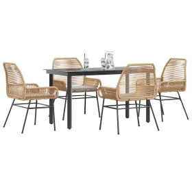 Juego de comedor jardín 5 piezas cojines ratán sintético marrón by , Garden sets - Ref: Foro24-3334571, Price: 368,47 €, Disc...