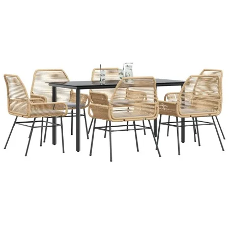 Juego de comedor de jardín 7 pzas con cojines ratán PE marrón von , Gartensets - Ref: Foro24-3334573, Preis: 514,67 €, Rabatt: %