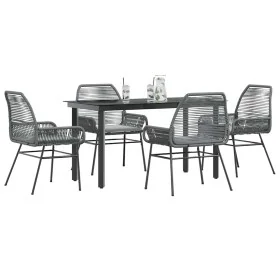 Juego comedor jardín 5 pzas cojines ratán sintético vidrio gris by , Garden sets - Ref: Foro24-3334578, Price: 348,59 €, Disc...