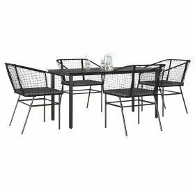 Juego de comedor jardín 5 piezas cojines ratán sintético negro by , Garden sets - Ref: Foro24-3334600, Price: 349,71 €, Disco...