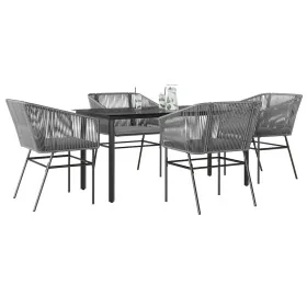 Juego comedor jardín 5 pzas cojines ratán sintético vidrio gris by , Garden sets - Ref: Foro24-3334628, Price: 445,39 €, Disc...