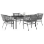Juego comedor jardín 5 pzas cojines ratán sintético vidrio gris by , Garden sets - Ref: Foro24-3334628, Price: 445,39 €, Disc...