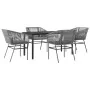 Juego comedor jardín 5 pzas cojines ratán sintético vidrio gris by , Garden sets - Ref: Foro24-3334628, Price: 445,39 €, Disc...