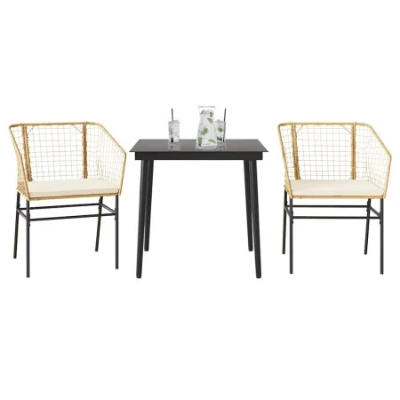 Juego de comedor jardín 3 piezas cojines ratán sintético marrón de , Conjuntos de jardín - Ref: Foro24-3334506, Precio: 191,8...