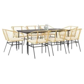Juego comedor jardín 9 pzas cojines ratán sintético marrón by , Garden sets - Ref: Foro24-3334512, Price: 611,49 €, Discount: %