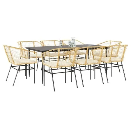 Juego comedor jardín 9 pzas cojines ratán sintético marrón by , Garden sets - Ref: Foro24-3334512, Price: 552,59 €, Discount: %