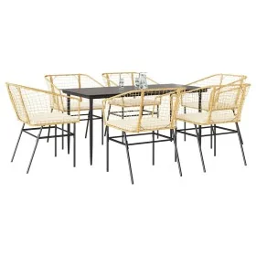 Juego de comedor de jardín 7 pzas con cojines ratán PE marrón by , Garden sets - Ref: Foro24-3334510, Price: 453,31 €, Discou...