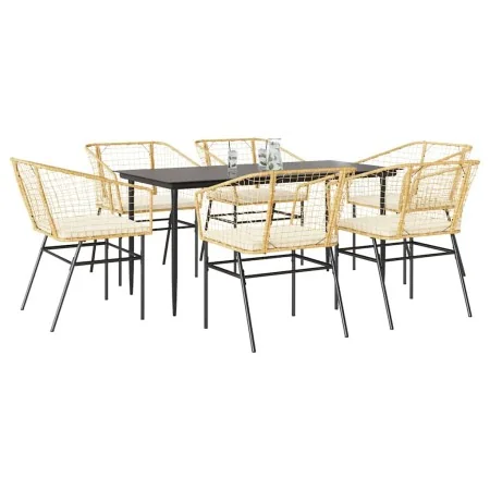 Juego de comedor de jardín 7 pzas con cojines ratán PE marrón by , Garden sets - Ref: Foro24-3334510, Price: 453,31 €, Discou...