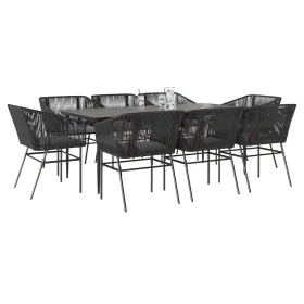 Set de comedor jardín 9 piezas cojines ratán polivinílico negro by , Garden sets - Ref: Foro24-3334519, Price: 768,36 €, Disc...