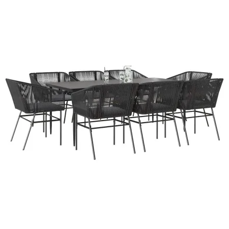 Set de comedor jardín 9 piezas cojines ratán polivinílico negro by , Garden sets - Ref: Foro24-3334519, Price: 768,36 €, Disc...