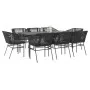 Set de comedor jardín 9 piezas cojines ratán polivinílico negro by , Garden sets - Ref: Foro24-3334519, Price: 768,36 €, Disc...