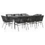 Set de comedor jardín 9 piezas cojines ratán polivinílico negro by , Garden sets - Ref: Foro24-3334519, Price: 768,36 €, Disc...