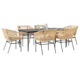 Juego de comedor de jardín 7 pzas con cojines ratán PE marrón by , Garden sets - Ref: Foro24-3334525, Price: 592,88 €, Discou...