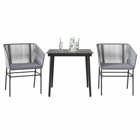 Juego comedor jardín 3 pzas cojines ratán sintético vidrio gris by , Garden sets - Ref: Foro24-3334527, Price: 243,56 €, Disc...