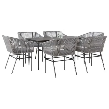 Juego comedor jardín 7 pzas cojines ratán sintético vidrio gris by , Garden sets - Ref: Foro24-3334531, Price: 549,28 €, Disc...