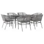 Juego comedor jardín 7 pzas cojines ratán sintético vidrio gris by , Garden sets - Ref: Foro24-3334531, Price: 549,28 €, Disc...