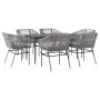 Juego comedor jardín 7 pzas cojines ratán sintético vidrio gris by , Garden sets - Ref: Foro24-3334531, Price: 549,28 €, Disc...
