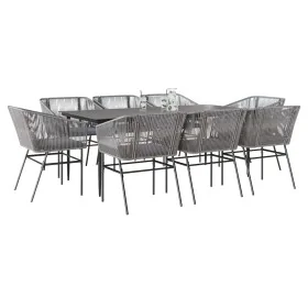 Juego comedor jardín 9 pzas cojines ratán sintético vidrio gris by , Garden sets - Ref: Foro24-3334533, Price: 864,45 €, Disc...