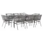 Juego comedor jardín 9 pzas cojines ratán sintético vidrio gris by , Garden sets - Ref: Foro24-3334533, Price: 809,67 €, Disc...