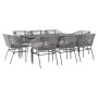 Juego comedor jardín 9 pzas cojines ratán sintético vidrio gris by , Garden sets - Ref: Foro24-3334533, Price: 809,67 €, Disc...
