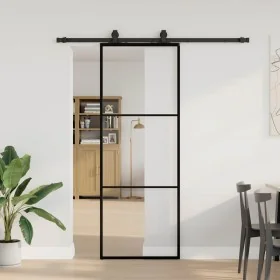 Puerta corredera con juego herrajes negro 76x205 cm ESG vidrio von , Türen - Ref: Foro24-3375781, Preis: 214,67 €, Rabatt: %