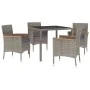 Set comedor de jardín 5 piezas con cojines ratán sintético gris de , Conjuntos de jardín - Ref: Foro24-3187381, Precio: 392,6...