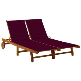 Tumbona de jardín 2 personas y cojines madera maciza de acacia by , Loungers - Ref: Foro24-3061383, Price: 410,48 €, Discount: %