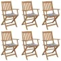 Sillas de jardín plegables 6 uds y cojines madera maciza acacia von , Gartenstühle - Ref: Foro24-3065475, Preis: 339,20 €, Ra...