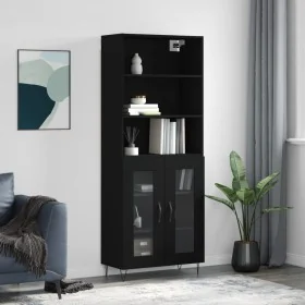 Aparador alto madera contrachapada negro 69,5x34x180 cm von , Sideboards - Ref: Foro24-3189310, Preis: 147,55 €, Rabatt: %