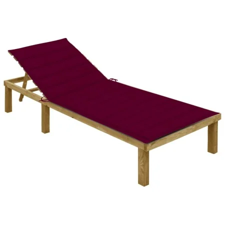 Tumbona con cojín rojo tinto madera de pino impregnada by , Loungers - Ref: Foro24-3065828, Price: 113,43 €, Discount: %