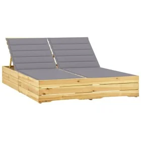 Tumbona doble y cojines madera pino impregnada gris by , Loungers - Ref: Foro24-3065970, Price: 318,35 €, Discount: %