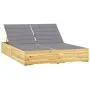 Tumbona doble y cojines madera pino impregnada gris by , Loungers - Ref: Foro24-3065970, Price: 324,26 €, Discount: %