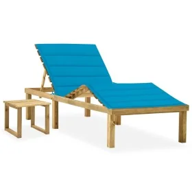 Tumbona de jardín con mesa y cojín de madera de pino impregnada by , Loungers - Ref: Foro24-3065868, Price: 129,87 €, Discoun...