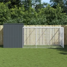 Caseta perros con corral acero galvanizado gris 214x457x181 cm von , Hundehütten - Ref: Foro24-3189132, Preis: 567,88 €, Raba...