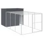 Caseta perros con corral acero galvanizado gris 214x457x181 cm by , Dog kennels - Ref: Foro24-3189132, Price: 568,14 €, Disco...