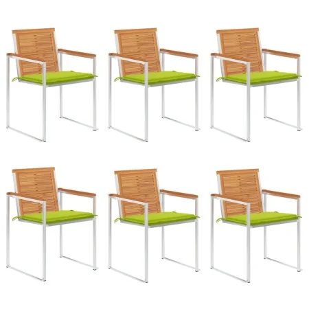 Sillas de jardín y cojines 6 unidades madera maciza de acacia by , Garden chairs - Ref: Foro24-3078508, Price: 736,03 €, Disc...