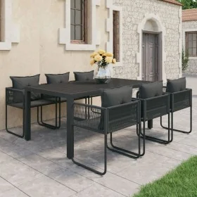 Set de comedor de jardín de 7 piezas PVC ratán negro de , Conjuntos de jardín - Ref: Foro24-3060104, Precio: 647,35 €, Descue...