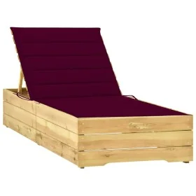 Tumbona con cojín rojo tinto madera de pino impregnada by , Loungers - Ref: Foro24-3065918, Price: 143,45 €, Discount: %