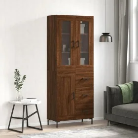 Aparador alto madera contrachapada marrón roble 69,5x34x180 cm by , Sideboards - Ref: Foro24-3198664, Price: 178,32 €, Discou...