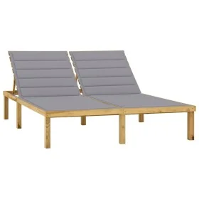 Tumbona doble y cojines grises madera de pino impregnada by , Loungers - Ref: Foro24-3065880, Price: 211,16 €, Discount: %