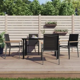 Sillas de jardín 4 uds textilene y acero negro 55x61,5x90 cm by , Garden chairs - Ref: Foro24-3187085, Price: 223,83 €, Disco...
