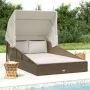 Tumbona con toldo plegable ratán sintético marrón 200x114x128cm by , Outdoor beds - Ref: Foro24-362272, Price: 322,50 €, Disc...